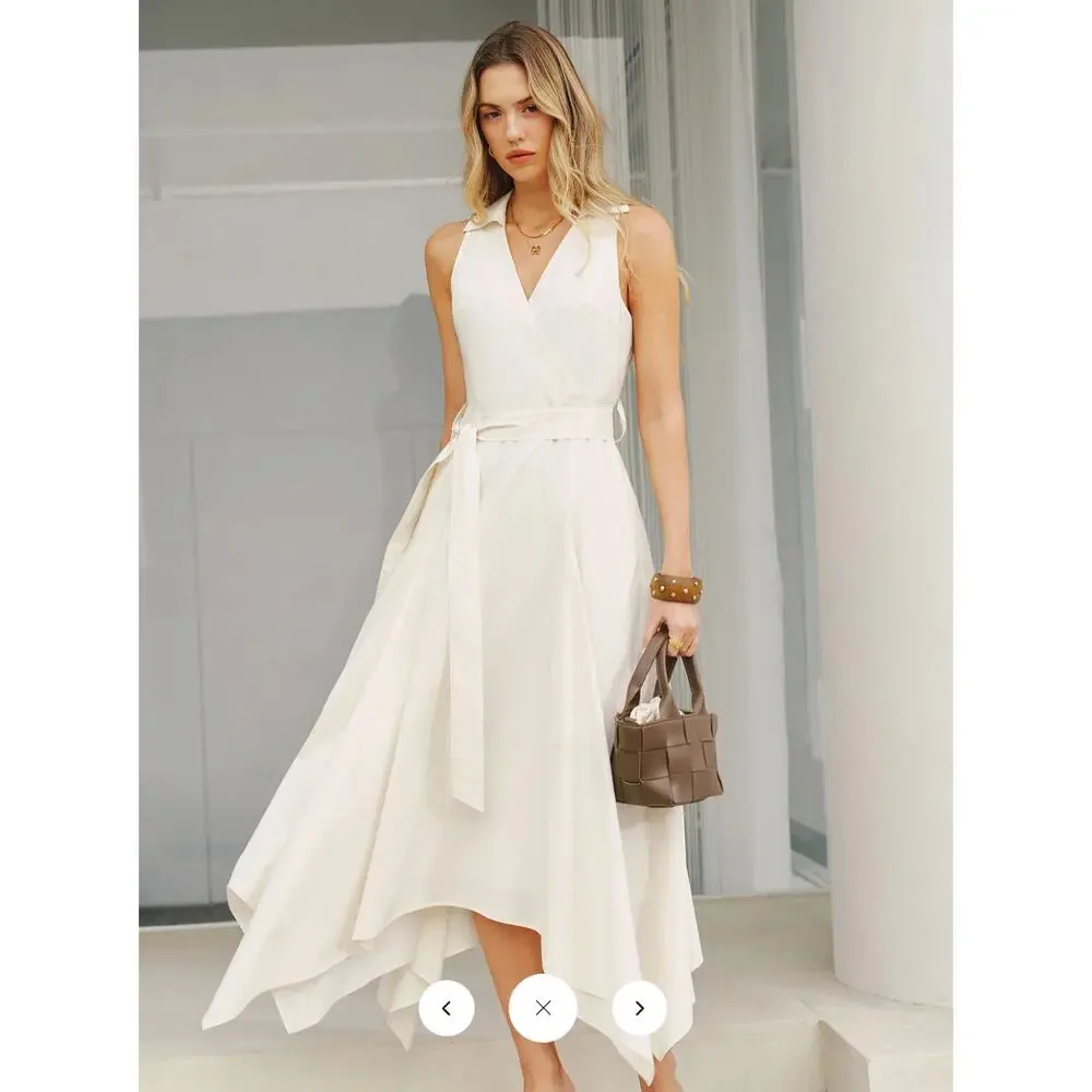 NWT Commense Pocket Detail Sleeveless Belted Maxi Dress Sz L - Picture 5 of 5